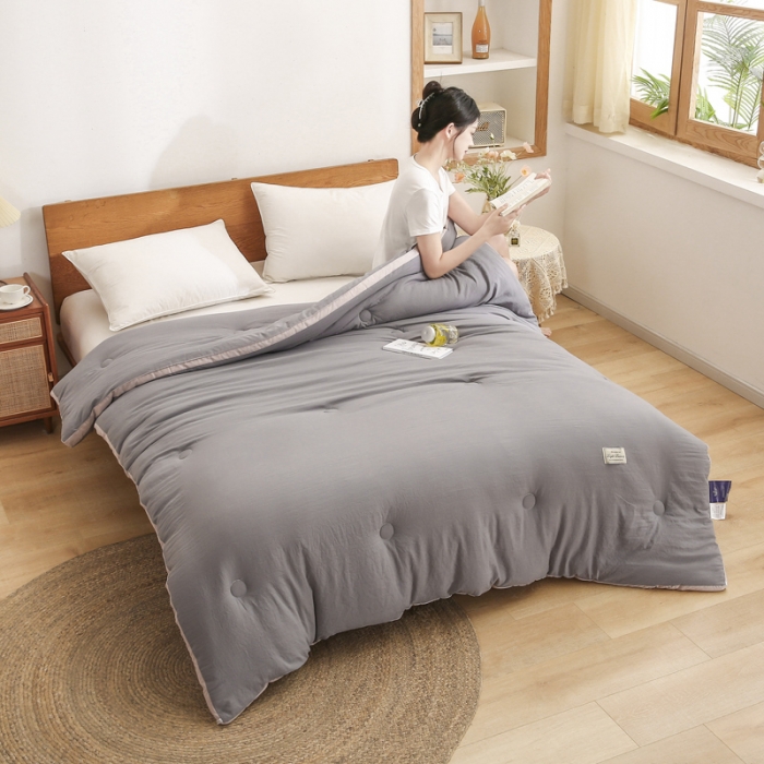 91家纺网 家纺一手货源 找家纺 森林人 2022新款水洗棉立体冬被春秋被子空调被芯立体-深灰