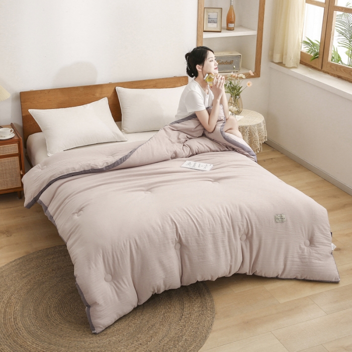 91家纺网 家纺一手货源 找家纺 森林人 2022新款水洗棉立体冬被春秋被子空调被芯立体卡其灰