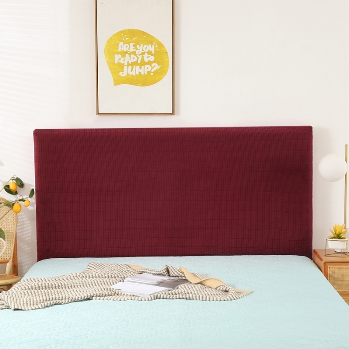 91家纺网 家纺一手货源 找家纺 千彤沙发垫 2021新款休闲格调款床头罩 酒红