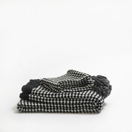 91家纺网 家纺一手货源 找家纺 918拾朵家居2021新款色织纹盖毯 黑白