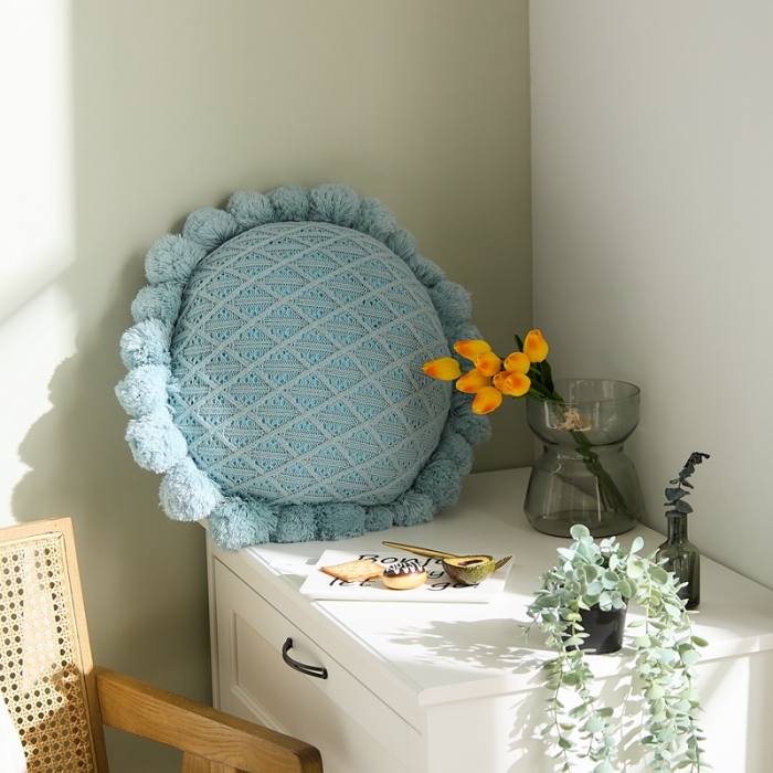 91家纺网 家纺一手货源 找家纺 （总）918拾朵家居 2021新款向阳花针织蒲团抱枕