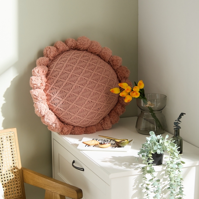 91家纺网 家纺一手货源 找家纺 （总）918拾朵家居 2021新款向阳花针织蒲团抱枕