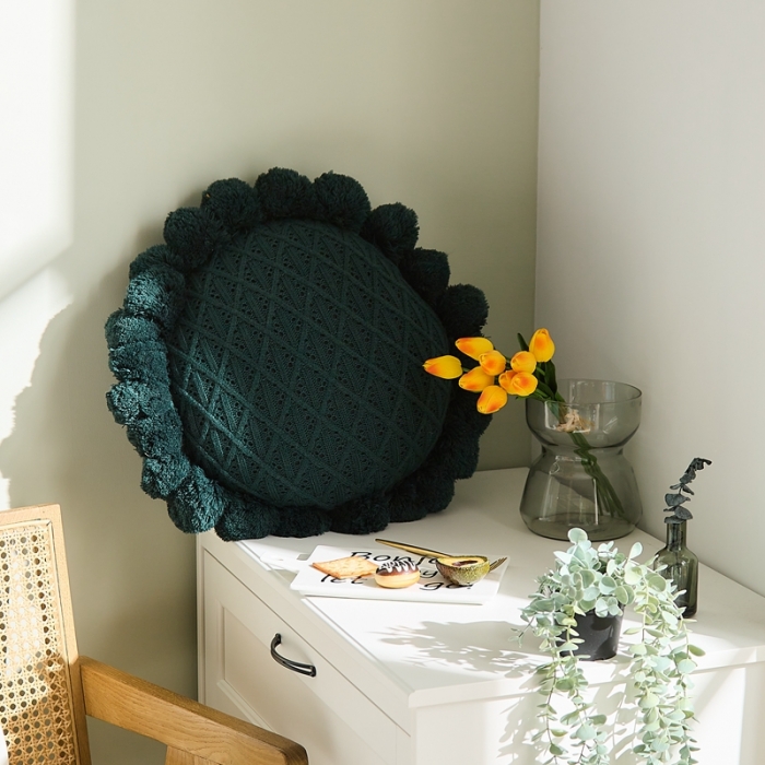 91家纺网 家纺一手货源 找家纺 （总）918拾朵家居 2021新款向阳花针织蒲团抱枕