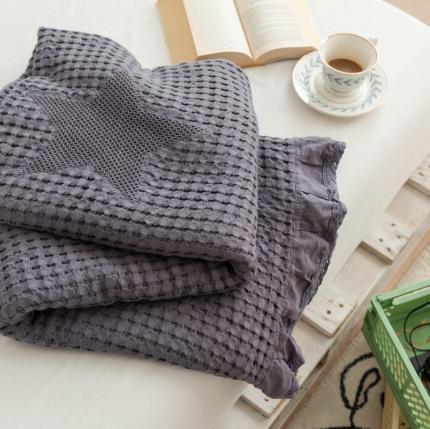 91家纺网 家纺一手货源 找家纺 918拾朵家居2021新款全棉华夫格毛巾被盖毯 黛紫色