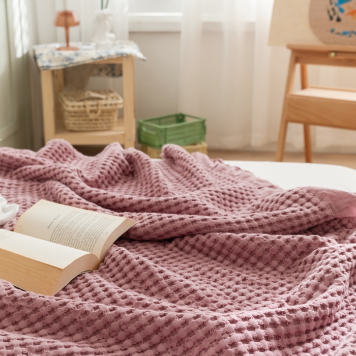 91家纺网 家纺一手货源 找家纺 （总）918拾朵家居2021新款全棉华夫格毛巾被盖毯