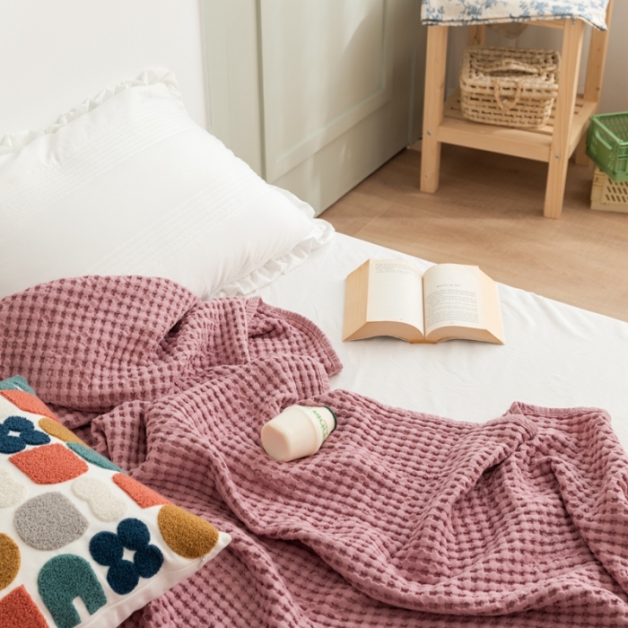 91家纺网 家纺一手货源 找家纺 （总）918拾朵家居2021新款全棉华夫格毛巾被盖毯