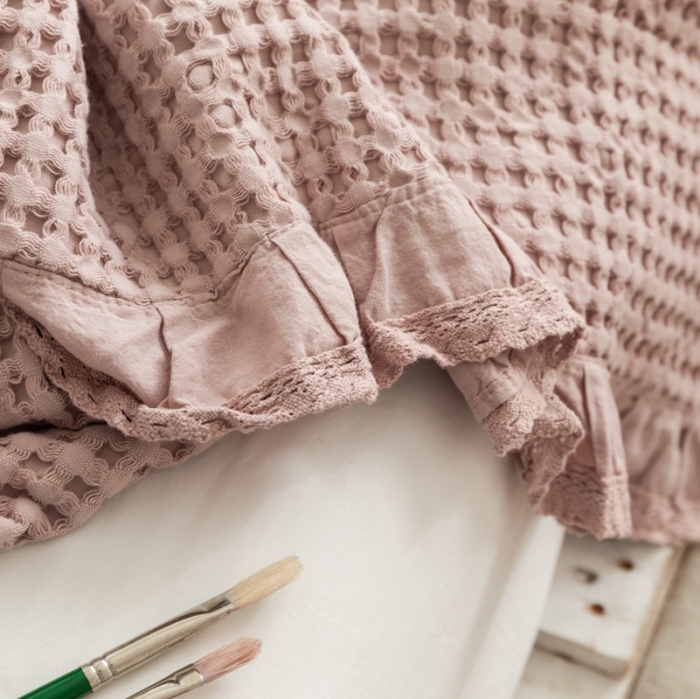 91家纺网 家纺一手货源 找家纺 918拾朵家居2021新款全棉华夫格毛巾被盖毯 浅米灰