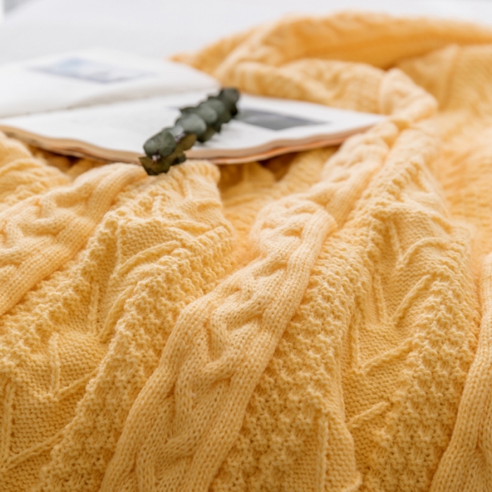 91家纺网 家纺一手货源 找家纺 918拾朵家居 2021新款公主风加绒毯 柠檬黄