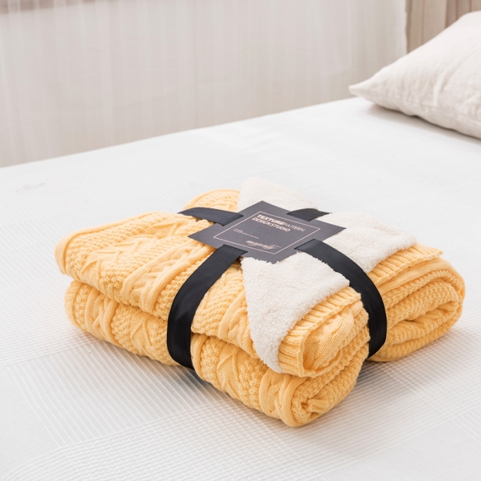 91家纺网 家纺一手货源 找家纺 918拾朵家居 2021新款公主风加绒毯 柠檬黄