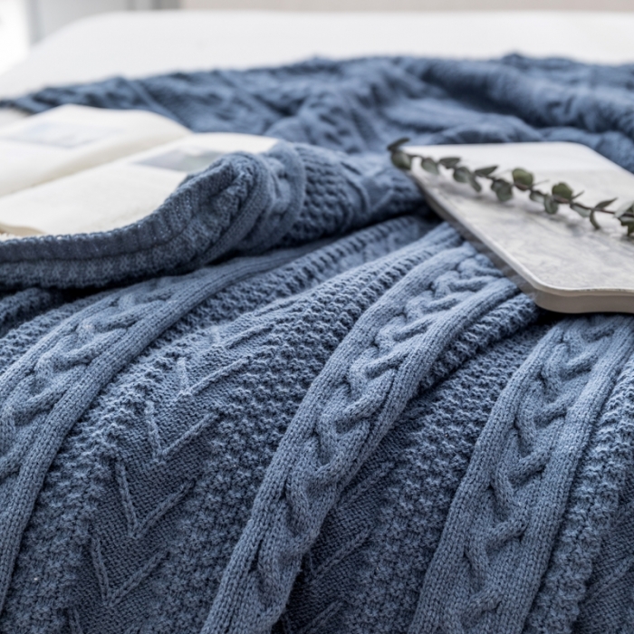 91家纺网 家纺一手货源 找家纺 918拾朵家居 2021新款公主风加绒毯 蓝灰色