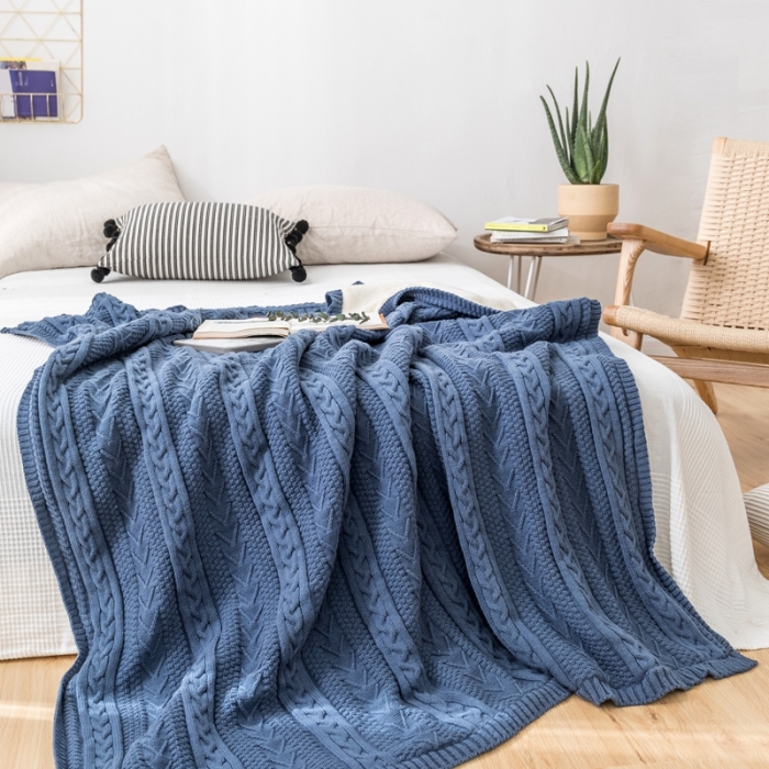 91家纺网 家纺一手货源 找家纺 918拾朵家居 2021新款公主风加绒毯 蓝灰色