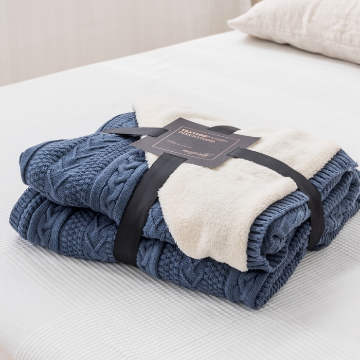 91家纺网 家纺一手货源 找家纺 918拾朵家居 2021新款公主风加绒毯 蓝灰色