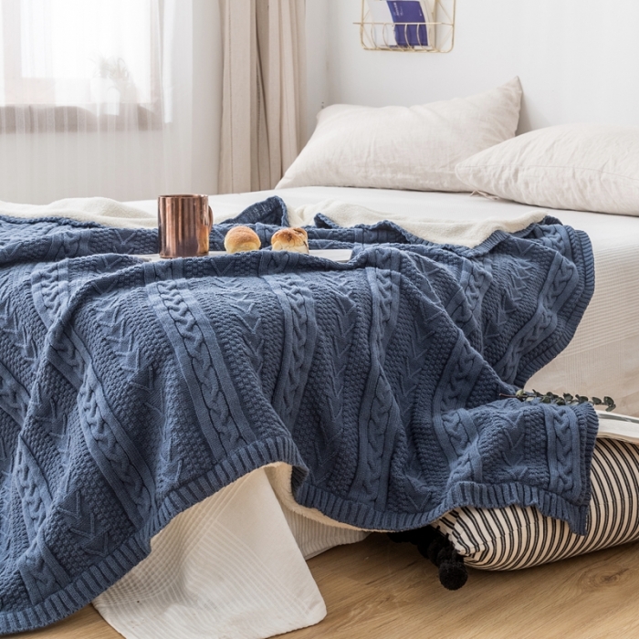 91家纺网 家纺一手货源 找家纺 918拾朵家居 2021新款公主风加绒毯 蓝灰色