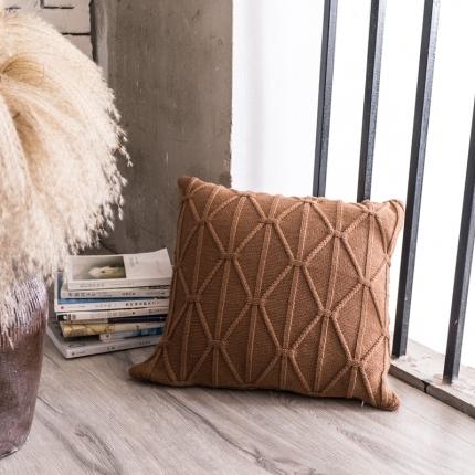 918拾朵家居 2021新款米字结抱枕 浅咖
