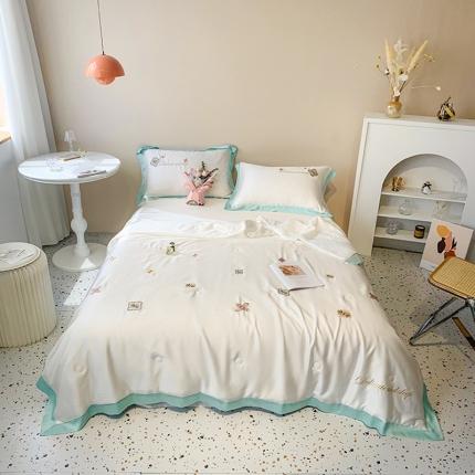 91家纺网 家纺一手货源 找家纺 时亿家居 2021新款80天丝夏被-迪莉娅 白