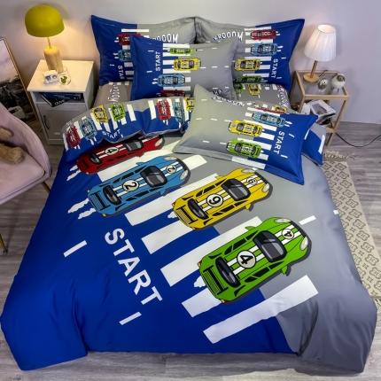 金爱家 2021新款大版磨毛卡通系列四件套 疯狂赛车