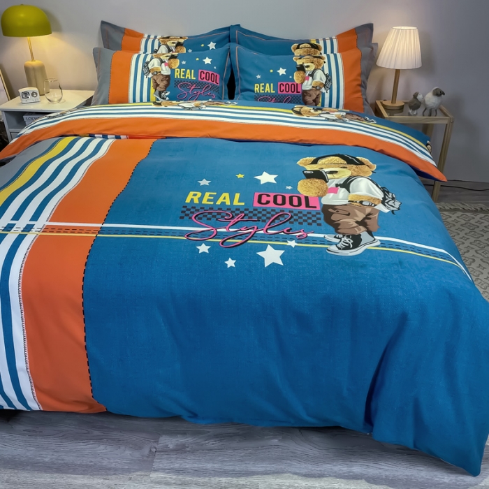 91家纺网 家纺一手货源 找家纺 金爱家 2021新款大版磨毛卡通系列四件套 欢乐颂