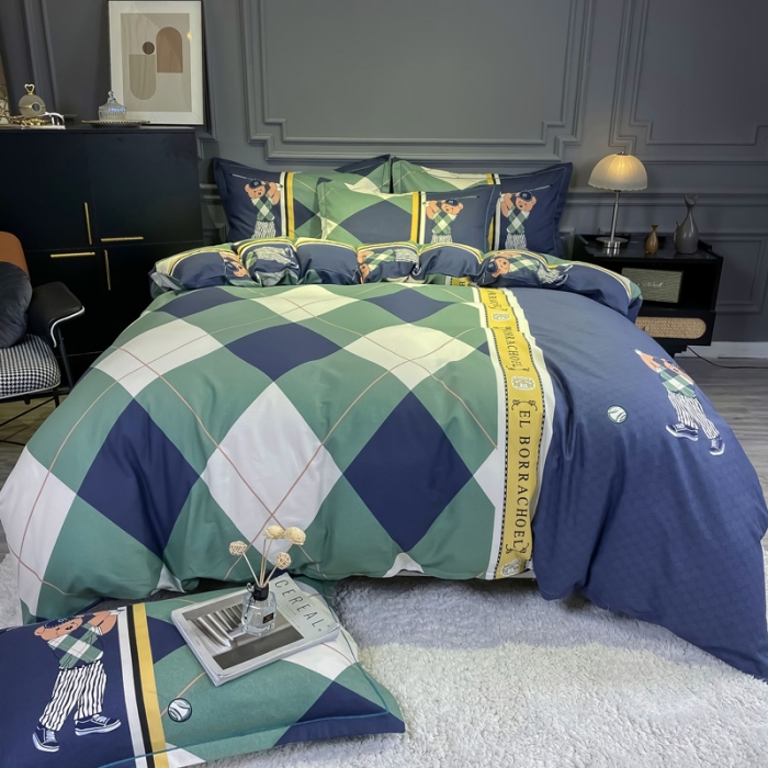 91家纺网 家纺一手货源 找家纺 金爱家 2021新款大版磨毛卡通系列四件套 活力熊