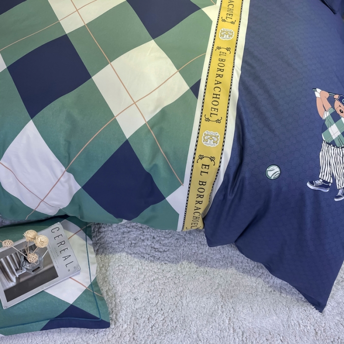 91家纺网 家纺一手货源 找家纺 金爱家 2021新款大版磨毛卡通系列四件套 活力熊