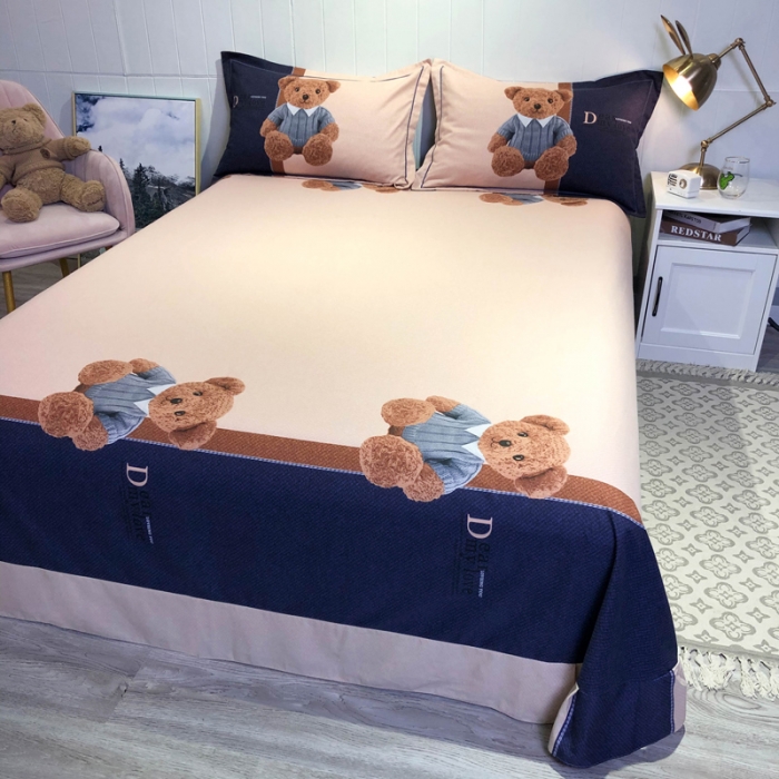 91家纺网 家纺一手货源 找家纺 金爱家 2021新款大版磨毛卡通系列四件套 可爱熊