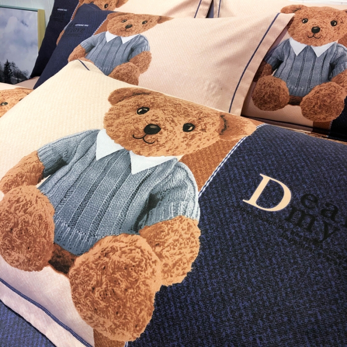 91家纺网 家纺一手货源 找家纺 金爱家 2021新款大版磨毛卡通系列四件套 可爱熊