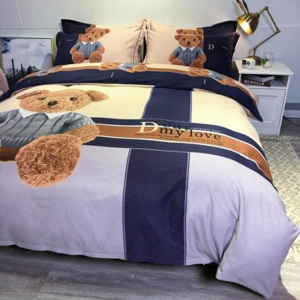 金爱家 2021新款大版磨毛卡通系列四件套 可爱熊