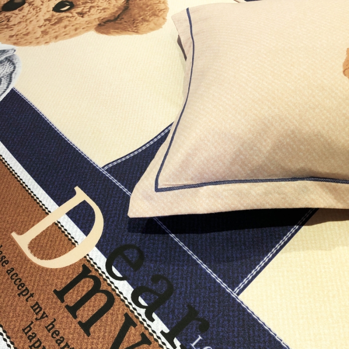 91家纺网 家纺一手货源 找家纺 金爱家 2021新款大版磨毛卡通系列四件套 可爱熊