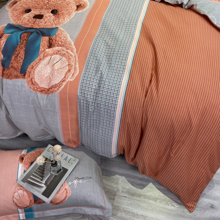 91家纺网 家纺一手货源 找家纺 金爱家 2021新款大版磨毛卡通系列四件套 帕布熊