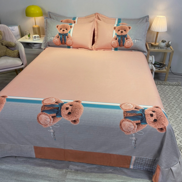 91家纺网 家纺一手货源 找家纺 金爱家 2021新款大版磨毛卡通系列四件套 帕布熊