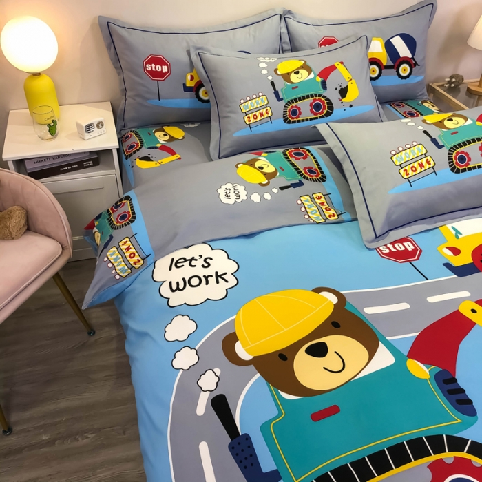 91家纺网 家纺一手货源 找家纺 金爱家 2021新款大版磨毛卡通系列四件套 奇妙世界