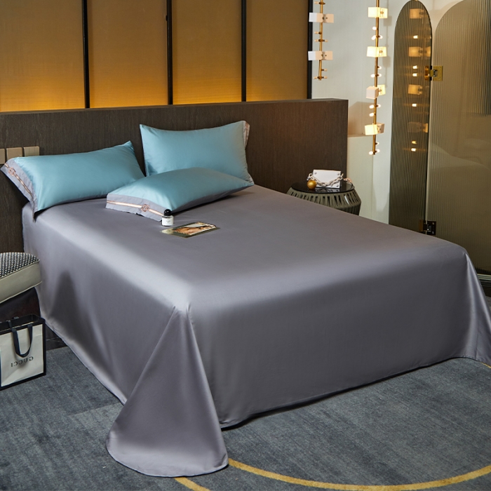 91家纺网 家纺一手货源 找家纺 瑞驰100支澳棉长绒棉刺绣四件套爱德拉系列 清水绿+摩登灰