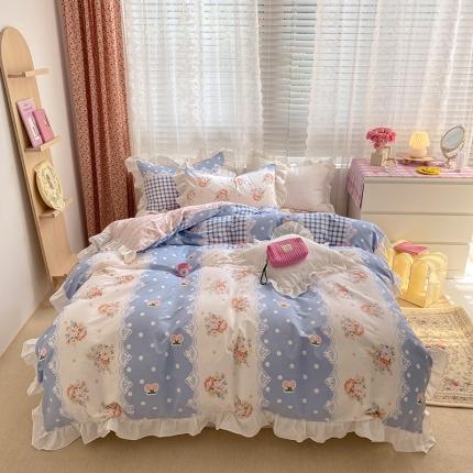 91家纺网 家纺一手货源 找家纺 （总）雅居纺 2022新款全棉韩版花边四件套