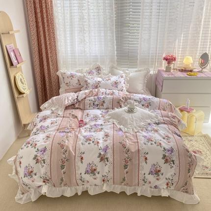 91家纺网 家纺一手货源 找家纺 （总）雅居纺 2022新款全棉韩版花边四件套