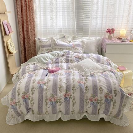 91家纺网 家纺一手货源 找家纺 （总）雅居纺 2022新款全棉韩版花边四件套