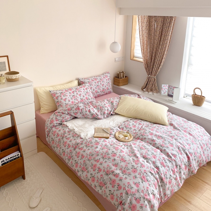 91家纺网 家纺一手货源 找家纺 窝米 2021新款夏季新品13370全棉活性印花四件套 蓓蕾