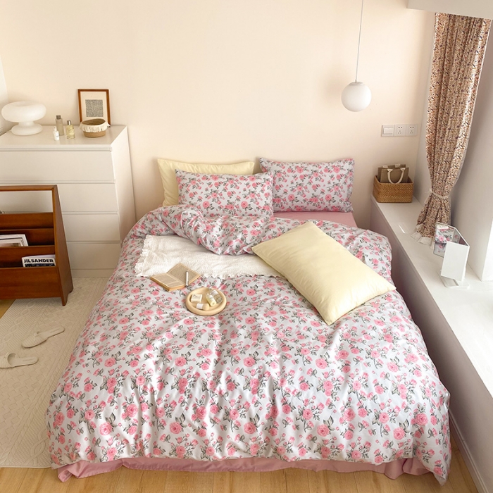 91家纺网 家纺一手货源 找家纺 窝米 2021新款夏季新品13370全棉活性印花四件套 蓓蕾