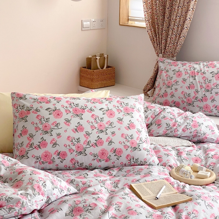 91家纺网 家纺一手货源 找家纺 窝米 2021新款夏季新品13370全棉活性印花四件套 蓓蕾