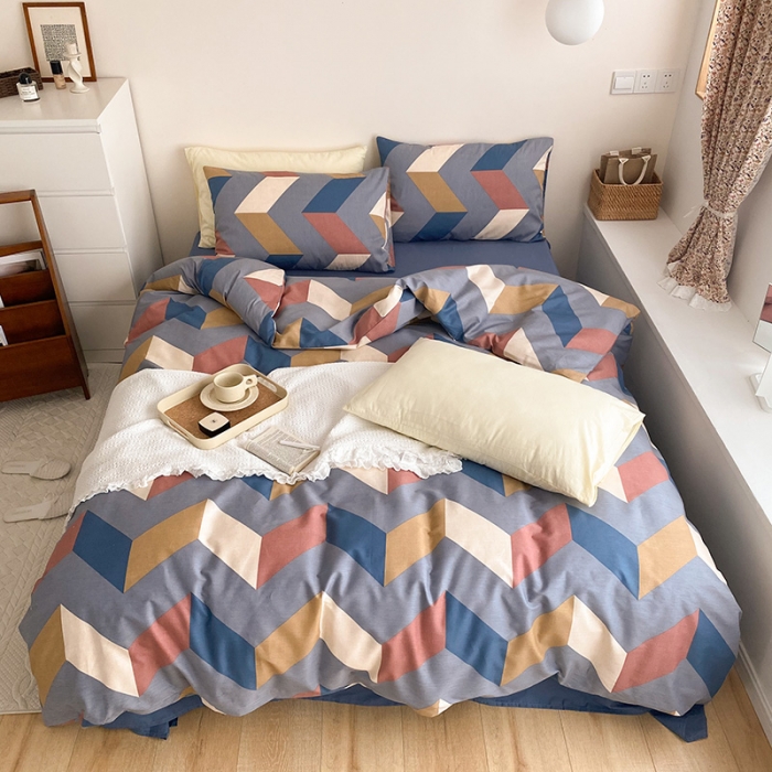 91家纺网 家纺一手货源 找家纺 窝米 2021新款夏季新品13370全棉活性印花四件套 比尔