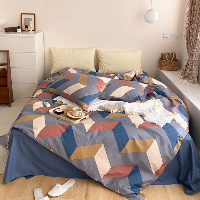 91家纺网 家纺一手货源 找家纺 窝米 2021新款夏季新品13370全棉活性印花四件套 比尔