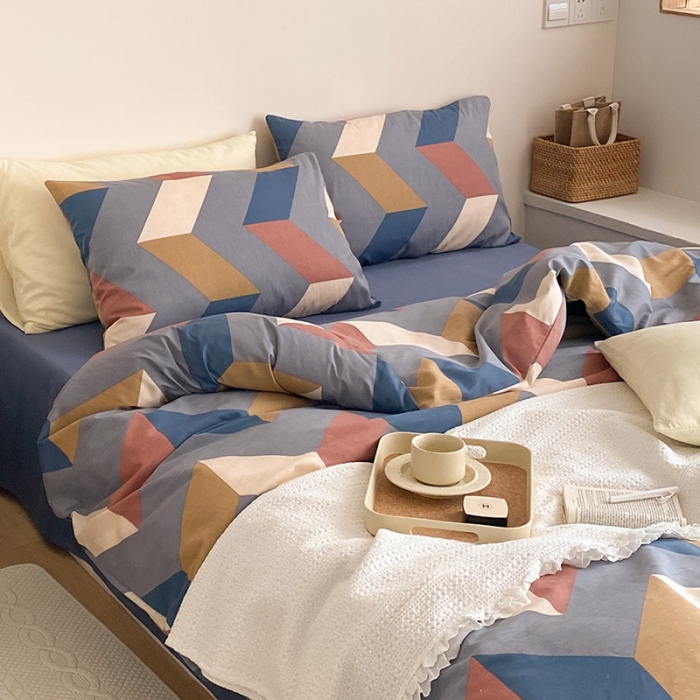 91家纺网 家纺一手货源 找家纺 窝米 2021新款夏季新品13370全棉活性印花四件套 比尔