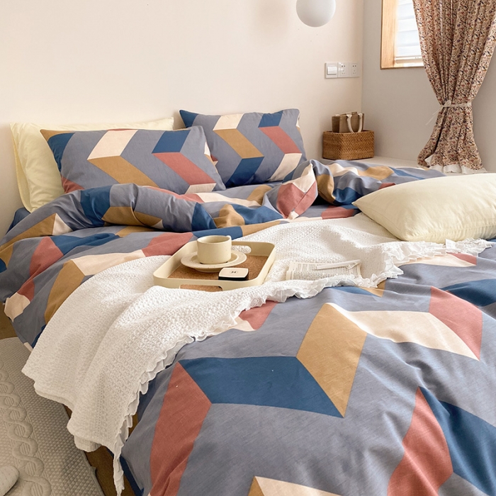 91家纺网 家纺一手货源 找家纺 窝米 2021新款夏季新品13370全棉活性印花四件套 比尔