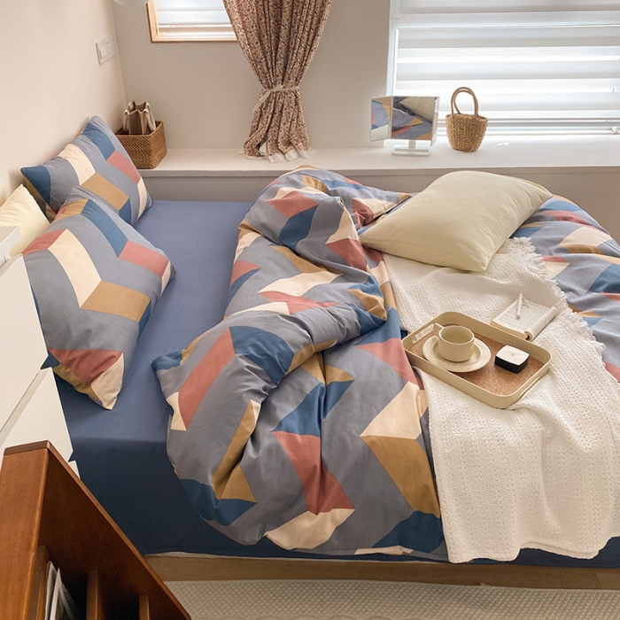 91家纺网 家纺一手货源 找家纺 窝米 2021新款夏季新品13370全棉活性印花四件套 比尔