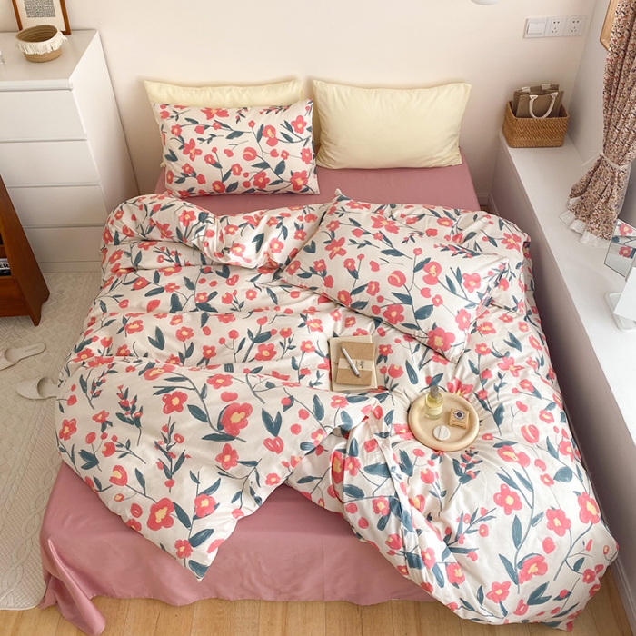 91家纺网 家纺一手货源 找家纺 窝米 2021新款夏季新品13370全棉活性印花四件套 花韵