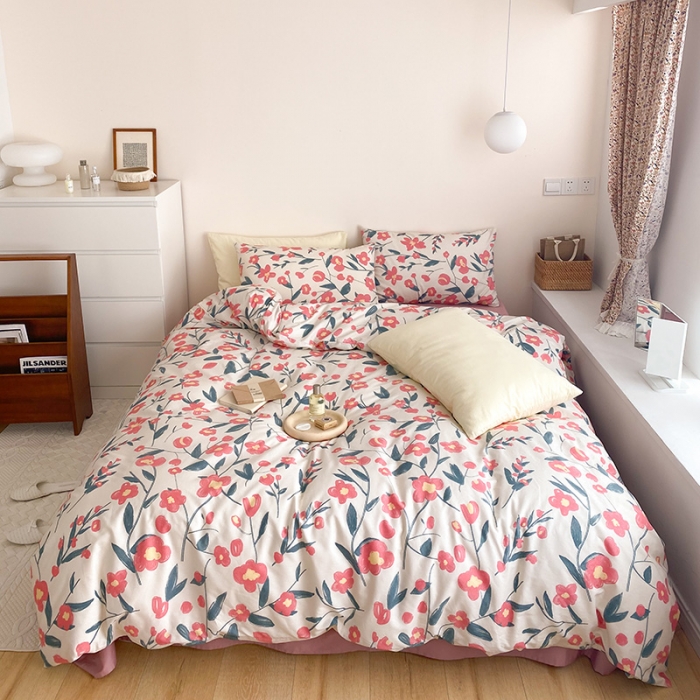 91家纺网 家纺一手货源 找家纺 窝米 2021新款夏季新品13370全棉活性印花四件套 花韵