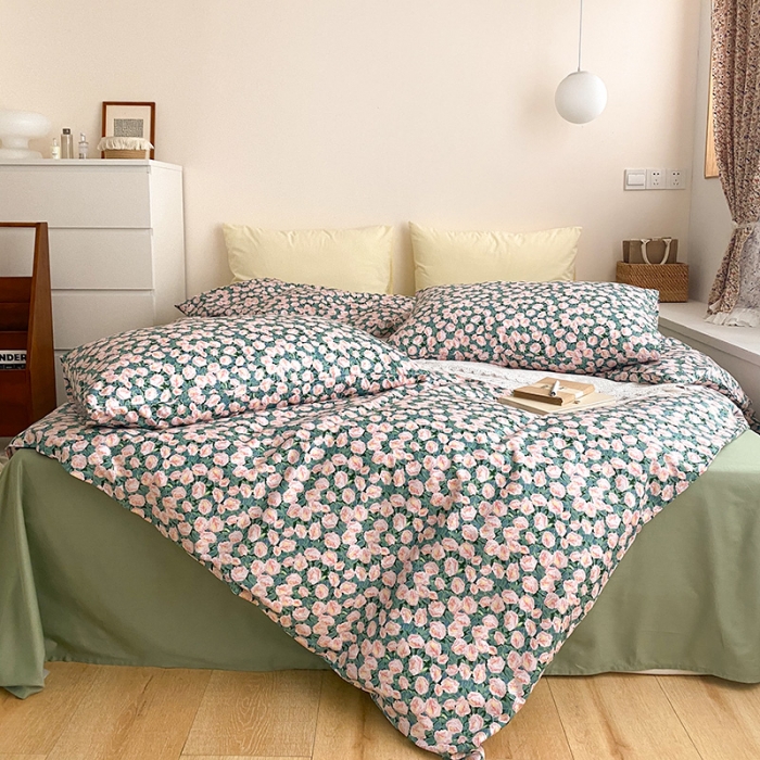 91家纺网 家纺一手货源 找家纺 窝米 2021新款夏季新品13370全棉活性印花四件套满天星