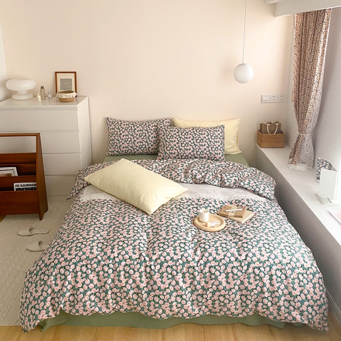 91家纺网 家纺一手货源 找家纺 窝米 2021新款夏季新品13370全棉活性印花四件套满天星