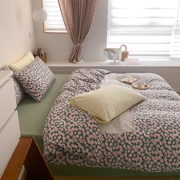 91家纺网 家纺一手货源 找家纺 窝米 2021新款夏季新品13370全棉活性印花四件套满天星