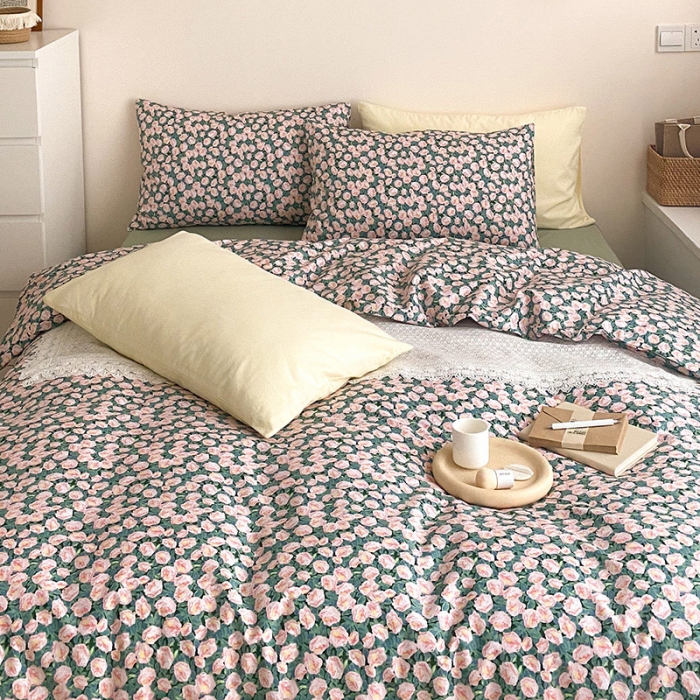 91家纺网 家纺一手货源 找家纺 窝米 2021新款夏季新品13370全棉活性印花四件套满天星