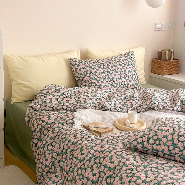 91家纺网 家纺一手货源 找家纺 窝米 2021新款夏季新品13370全棉活性印花四件套满天星