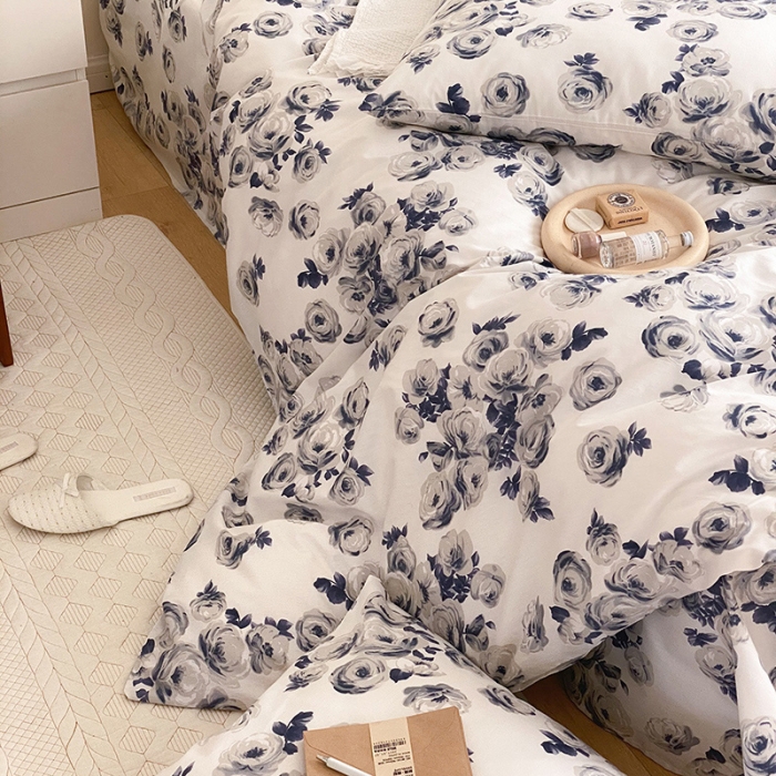 91家纺网 家纺一手货源 找家纺 窝米 2021新款夏季新品13370全棉活性印花四件套山茶花